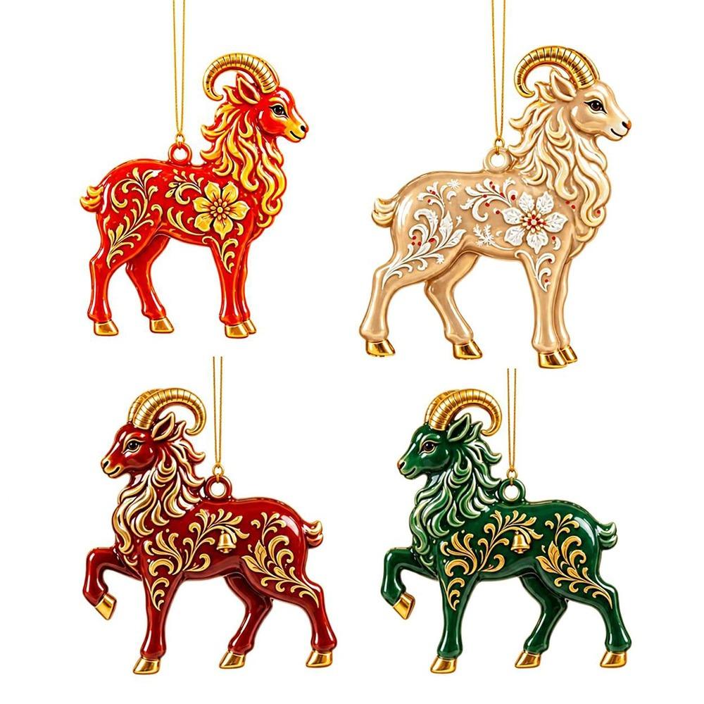 Shining Goat Pendant Acrylic Christmas Tree Ornament Gifts Animal Hanging Decoration  Bag Charms