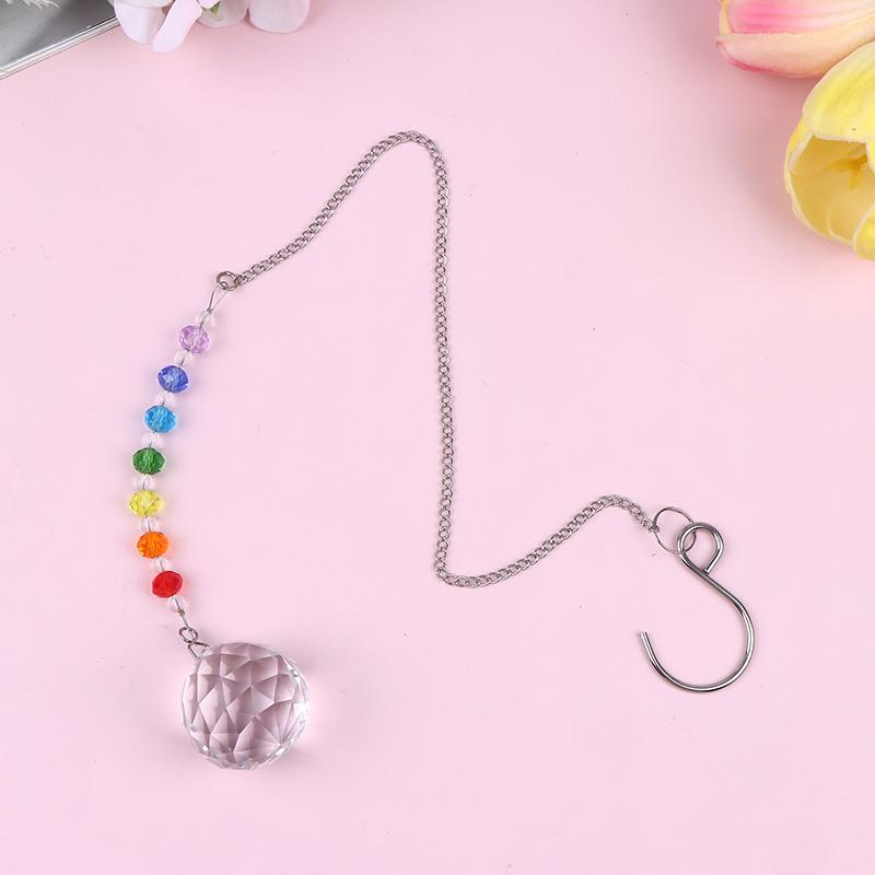 1Pc Colorful Crystal Sun Catcher Rainbow Maker with Hanging Chain for Home Decoration Thanksgiving Theme