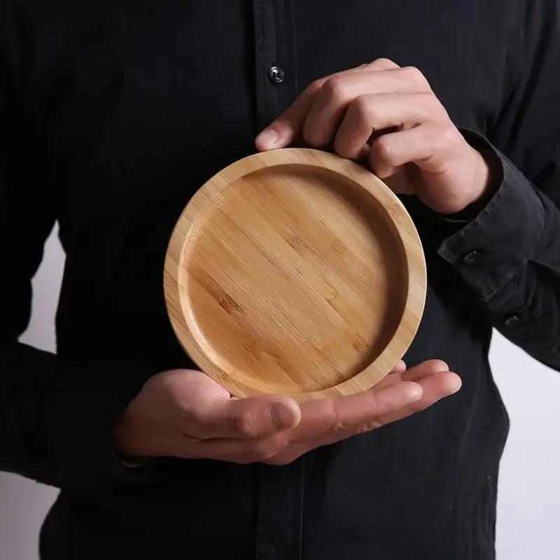 Wooden Bamboo Serving Tray Tea Cup Saucer Trays Fruit Plate Storage Pallet Plate Decoration Japanese Food Rectangular Plate