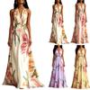 Women's Halter Neck Maxi Dress Backless Tie Waist Long Flowing Vacation Dress with Elegant Large Hem
