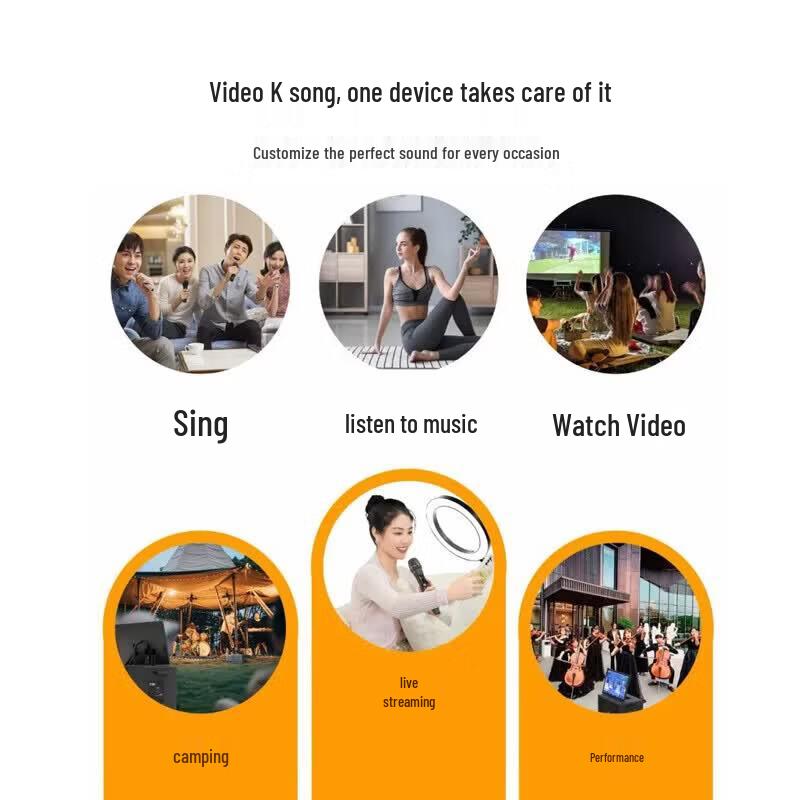 Portable KTV Bluetooth Speaker System with Display (CN Version)