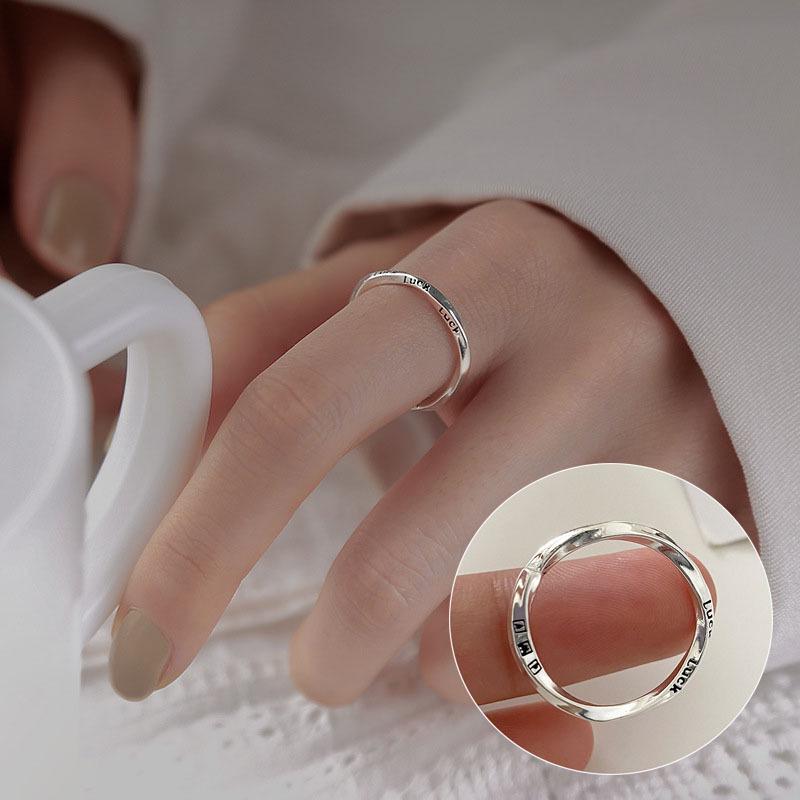 Geometric Lines Open Wrap Ring - S925 Silver Plated for Women