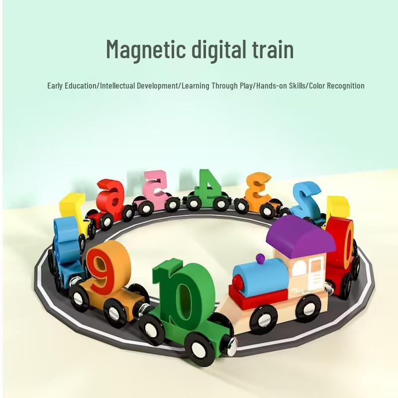Magnetic Wooden Number Train: Educational Blocks for Children Ages 1-3