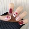 Short White Red Wear Armor New Year's Christmas Fake Nails Cute Snowman Powder Through Nail Art Wholesale