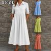 Fashion Summer Spring Solid Color Print Short Sleeve POLO Neck Casual Dresses