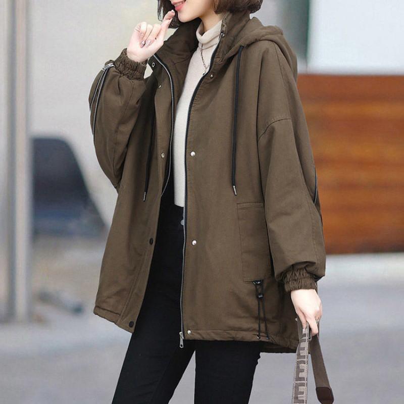 Womens Oversized Warm Cotton Puffer Coat With Hood Thickened Fleece Lined Casual Winter Jacket Plus Size
