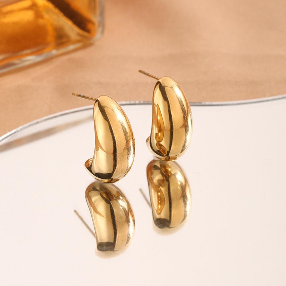 The New Classic Copper Alloy Smooth Metal Earrings Are Suitable for Women's Fashion, Korean Jewelry Temperament, and Daily Wear By Girls