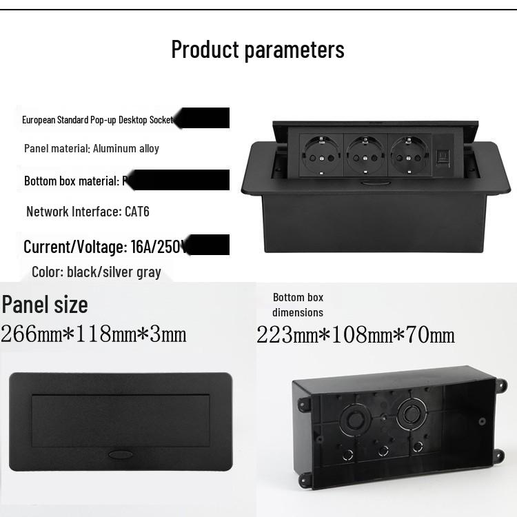 German Standard Multi-configuration Indonesian Power Socket CAT6 HDMI Pop-up Desktop Socket