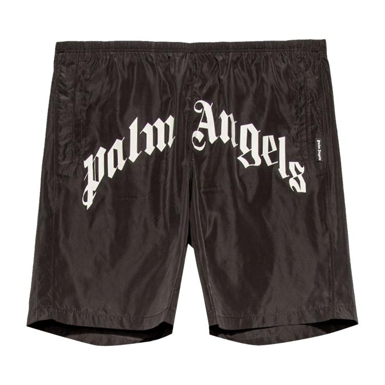 

Короткие мужские плавки черного/белого цвета с изогнутым логотипом Palm Angels PMFA005S21FAB0011001