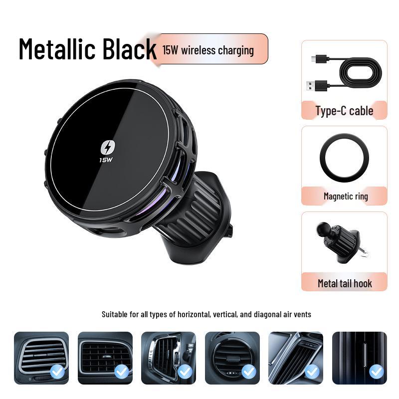 Universal 25W Magnetic Wireless Car Charger with Cooling & Heat Dissipation for Navigation and Phone Holder