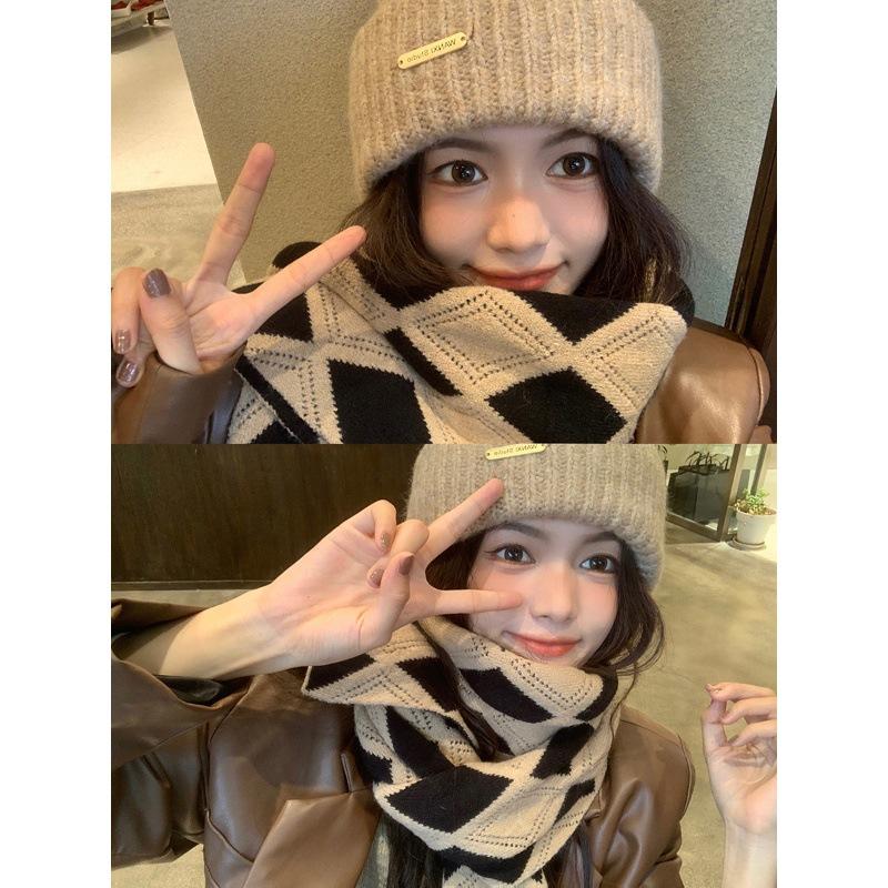 Congee cocoa, wool hat female Korean version versatile face small warm ear protection knitted hat loose pullover cold hat