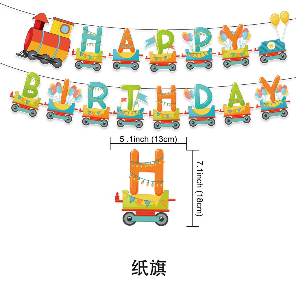 Cartoon Train Theme Birthday Party Decoration Number Balloons Cake Topper Transportation Vehicles Backdrop Banner Party Supplies