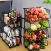 Kitchen Shelf Multi Floor Fruit Storage Basket Storage Rack Vegetable Basket with Wheels