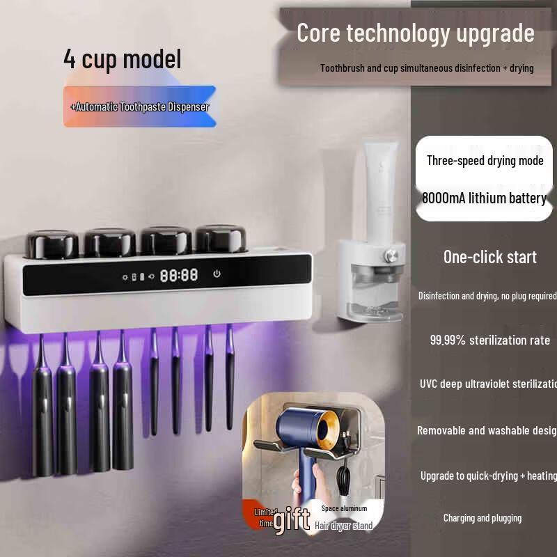 HANDUNYOU Automatic Toothpaste Dispenser & Toothbrush Holder
