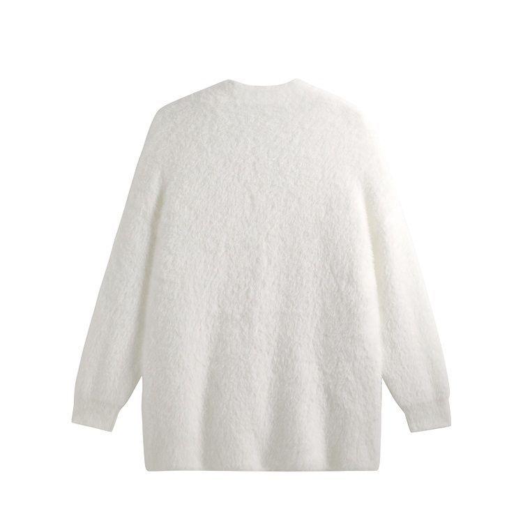 Women's Mink Fleece Cardigan Jacket Solid Color Loose Soft Warm Fleece Knitted Cardigan Knitted Top