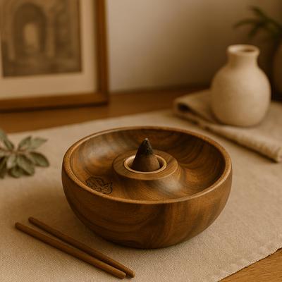 Incense Burner For Sticks And Cones, Wood Hamsa