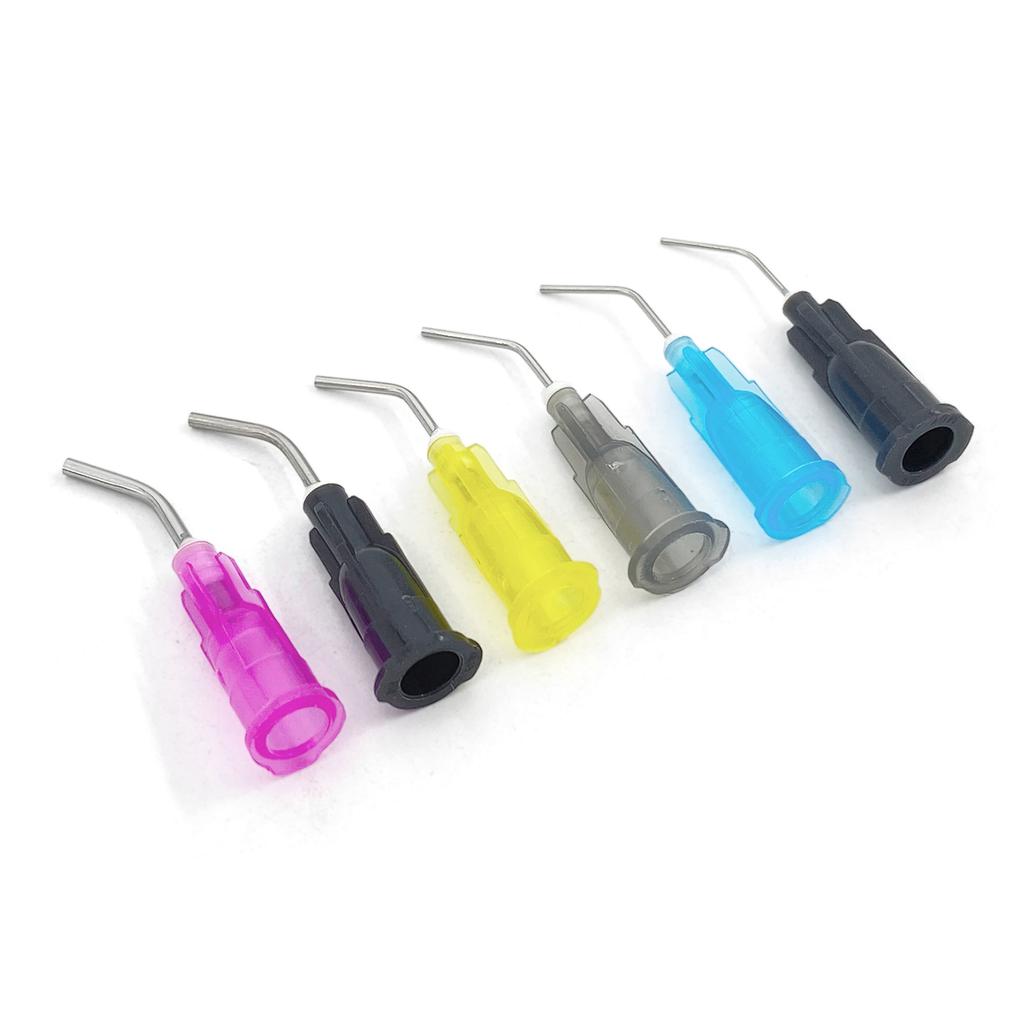 100Pcs/Lot Wellck Pre Bent Dispensing Dental Tip Etchant Resin Flow Composite Needle Tip Dentistry Dental Endoneedles