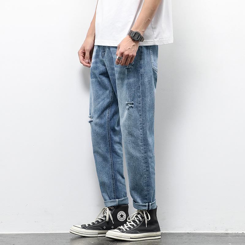 Spring and Summer Jeans Men's Straight Japanese Loose Casual Trousers Micro Harem Pants