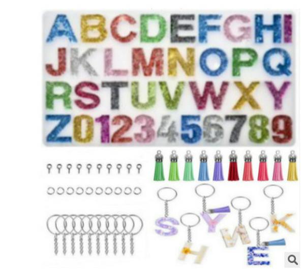 DIY Epoxy Resin Crystal Letter Silicone Set for Key Pendant Crafting