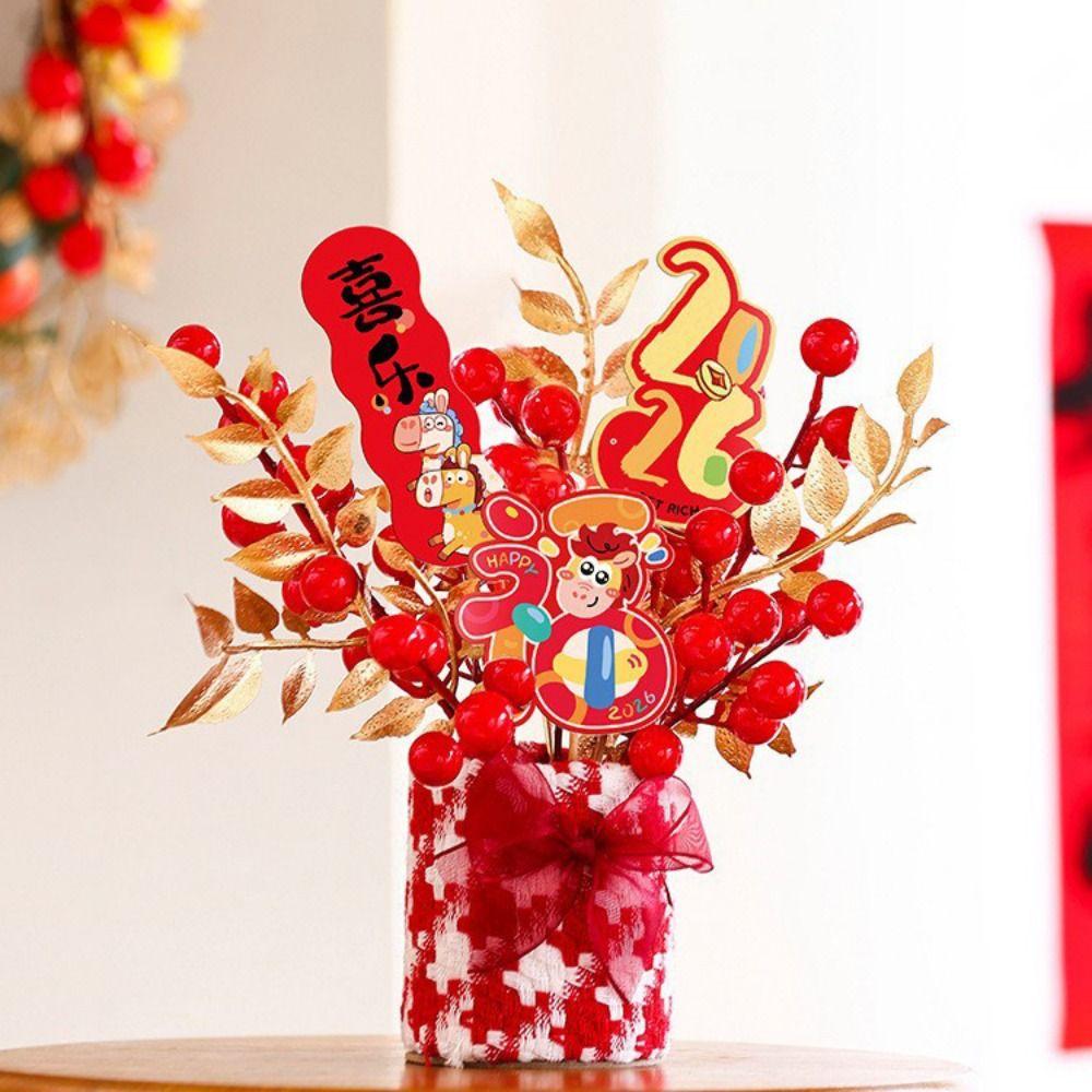 Simulated New Year DIY Material Bag Creative Blessing Flower Bucket  Home Decor