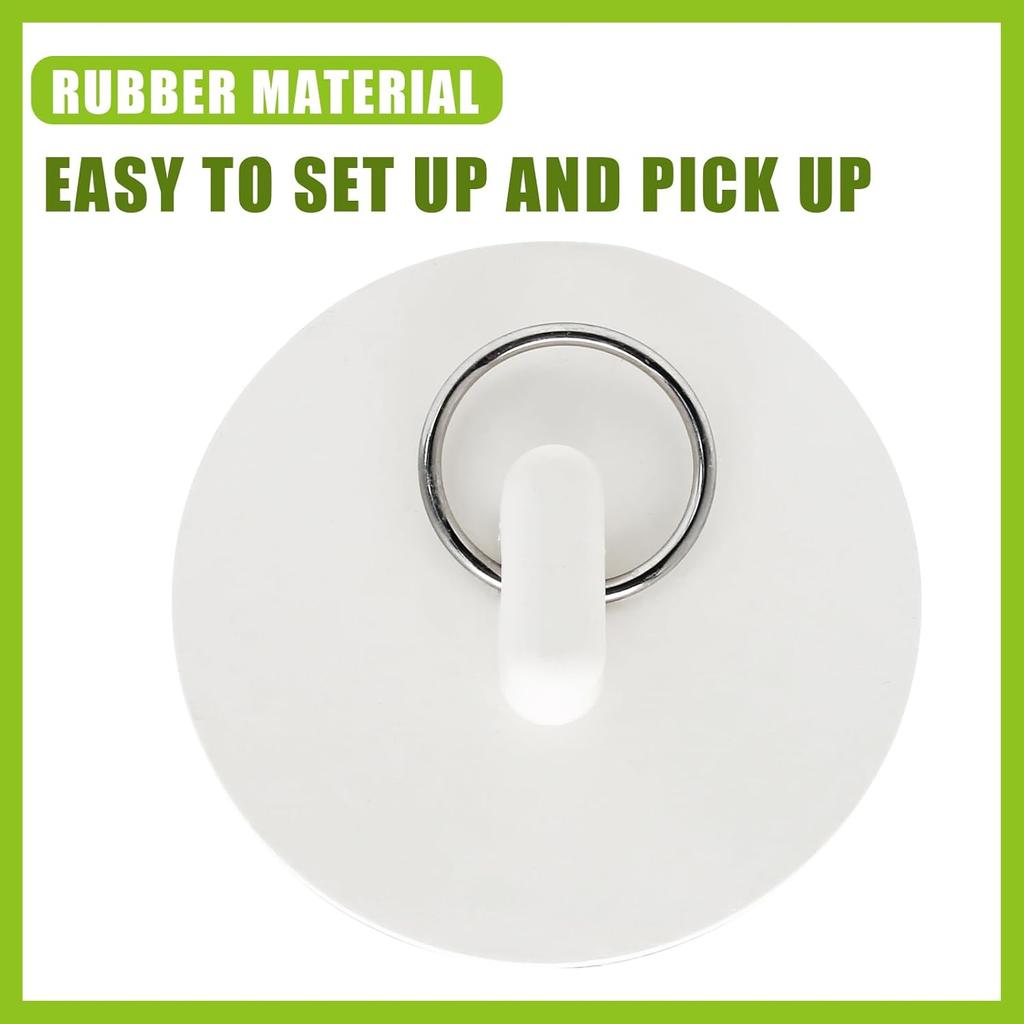2 PCS 1-1/2 Inch To 1-5/8 Inch Rubber Drain Stopper with Hanging Ring, White Tub Drain Stopper, Sink Stopper Drain Plug, Rubber Sink Plug for