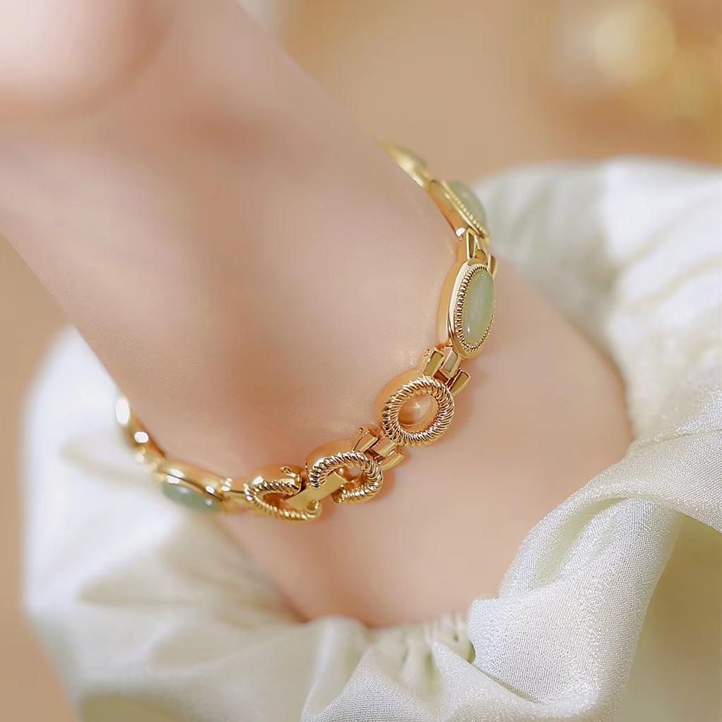 UTHAI W006 Modny zegarek damski na co dzień naturalny jadeitowy bransoletka wysokiej jakości zegarek luksusowy zegarek prezenty dla kobiety