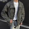 MMOPTOP Men's American Suede PU Lapel Bomber Jacket MJK06