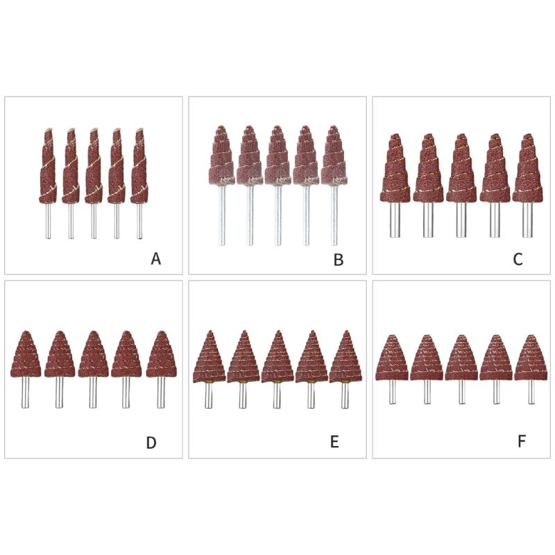 Vielseitige 5 Stück Kegelförmige Schleifpapier Entgratungs-Schleif-Polier-Lamellenschleifscheibe Schleifkopf für Tieflochpolitur