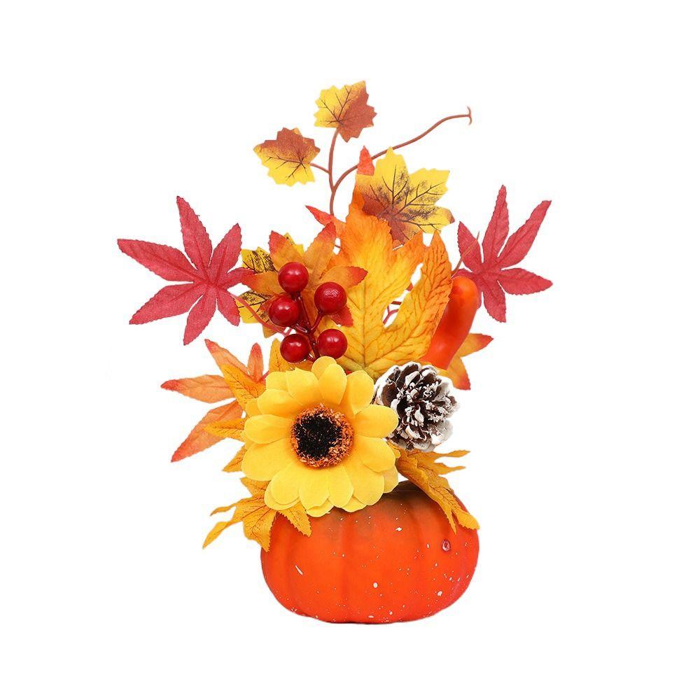 Fake Plant Simulation  Pumpkin Flowers Simulation Flowers Halloween Pumpkin  Party Decor
