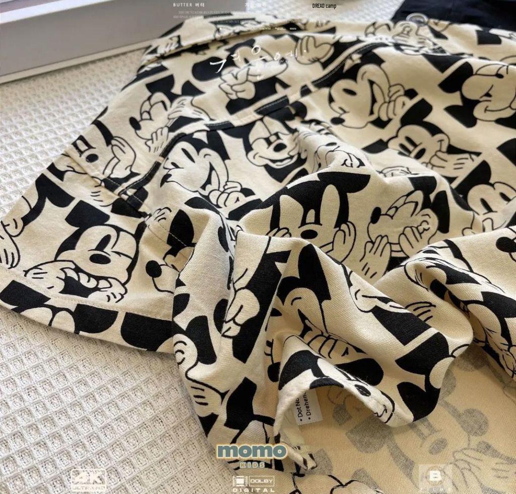 Kids' 2025 Summer Cartoon Print Short-Sleeve Korean-Style Shirts for Boys