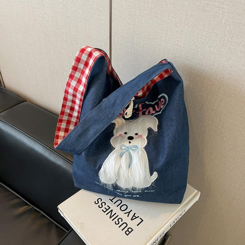 

Милая сумка через плечо большой вместимости, персонализированная повседневная сумка-тоут, новая тканевая сумка темно-синий