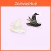 Creative Cartoon Witch Black And White Hat Enamel Pin With Starry Pattern For Stylish Accessories
