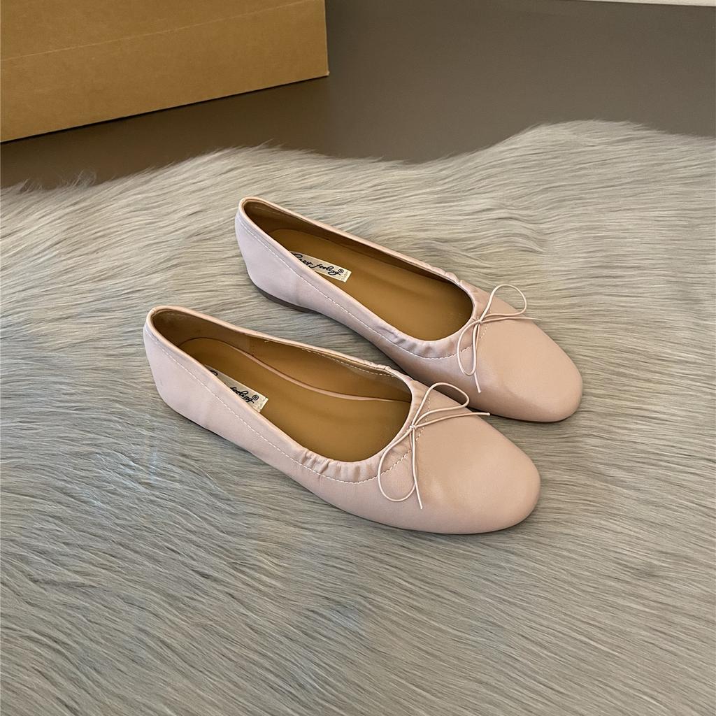 Fashion Bailamos Fashion Bow Tie Flats Ballet Shoes Women Female Ballet Round Toe Shallow Cut Ballerina Soft Moccasin Dress Shoes Zapato
