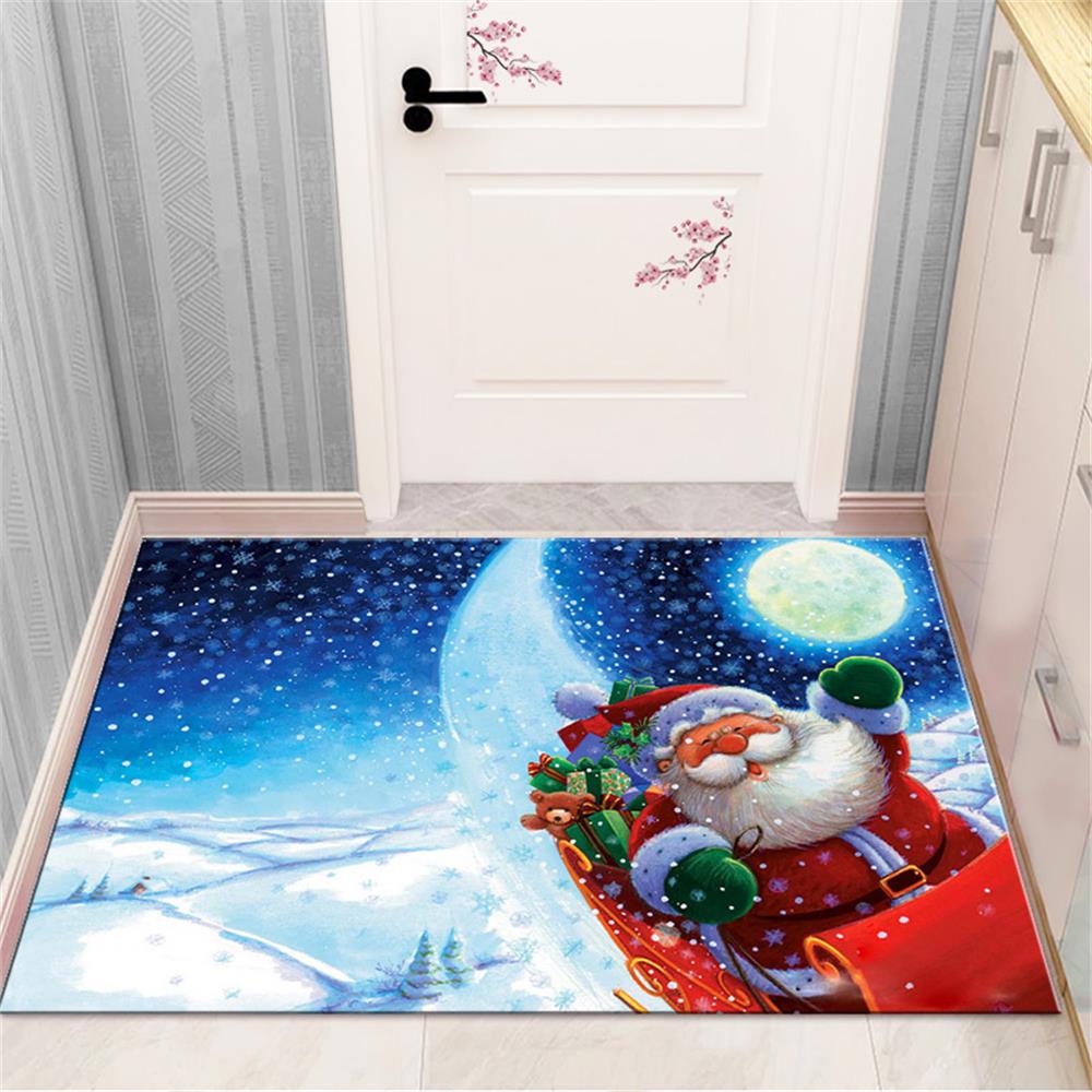 Merry Christmas and New Year Home Decoration Entrance Door Mat Balcony Corridor Living Room Bedroom Bathroom Anti-Slip Floor Mat