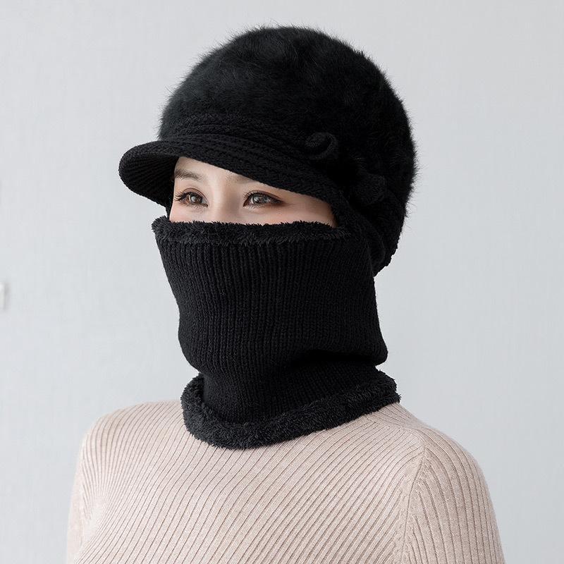 

Шарф из кроличьего меха для матери среднего возраста, цельная шапка, женский зимний велосипедный плюшевый шерстяной шарф, теплая шапка для пожилого человека various ways to wear, velvet to keep warm, elastic