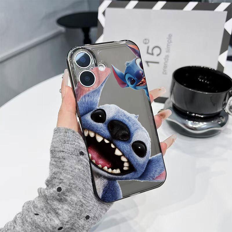 Stitch Cartoon Phone Case for iPhone 13 Pro To 17 & 16 Pro Max - Transparent and Stylish