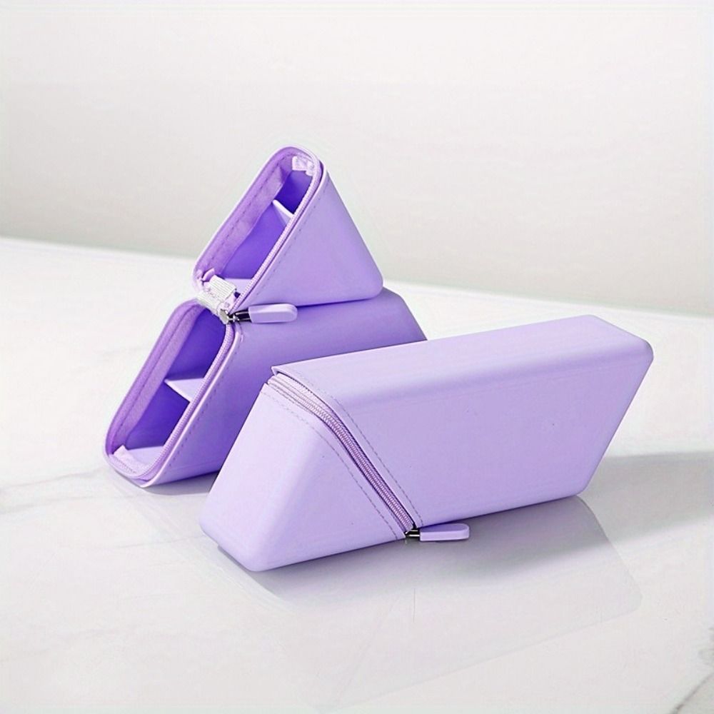 Stable Standing Stationery Organizer Vertical Pencil Bag Silicone Pencil Case School Supplies