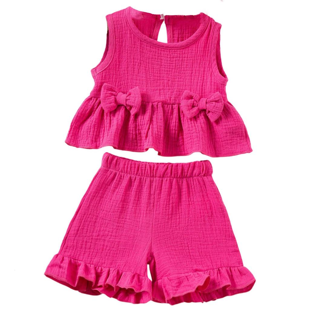 Children's Sweet Set Cute Vest Shorts Girls Sleeveless Casual Two-Piece Set