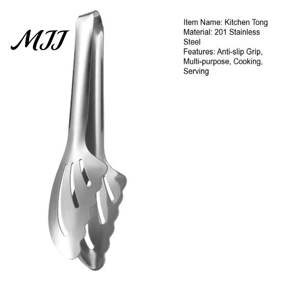Metal Tongs for Steak Kitchen Tongs, Stainless Steel Buffet Food Serving with Non-Slip Grip, Long Handle Barbecue Hollow Out Grill Cooking,