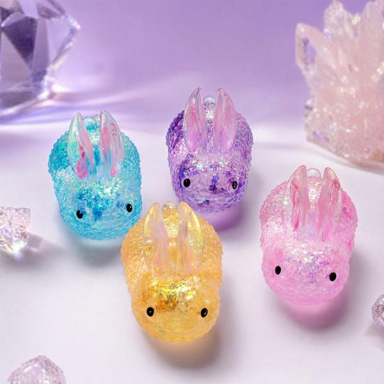 Yousheng Mini Hedgehog Squeeze Toy with Glitter, Soft Stretchy Clear Rabbit Sensory Toy, Anxiety Relief Sugar Stress Ball Fidget Toy