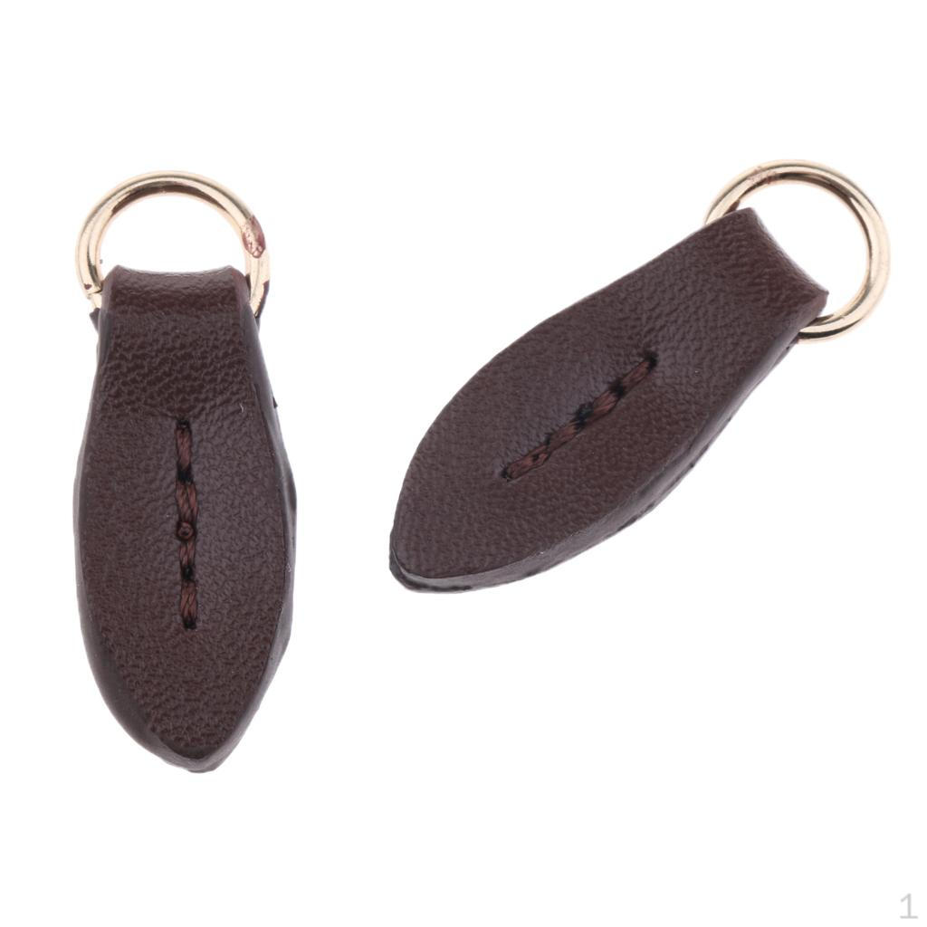 2 Shape Zipper Heads Leather Zip Pendant Puller for Handbags