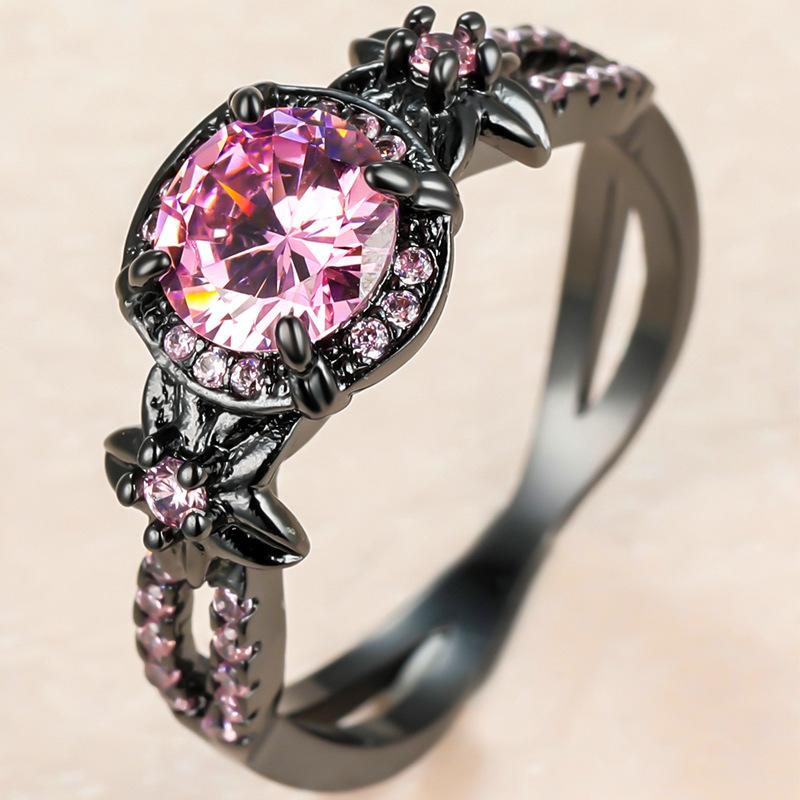 Dark Black Gold Set with Diamonds Full Set with Diamond Rings Ring Set with Rings