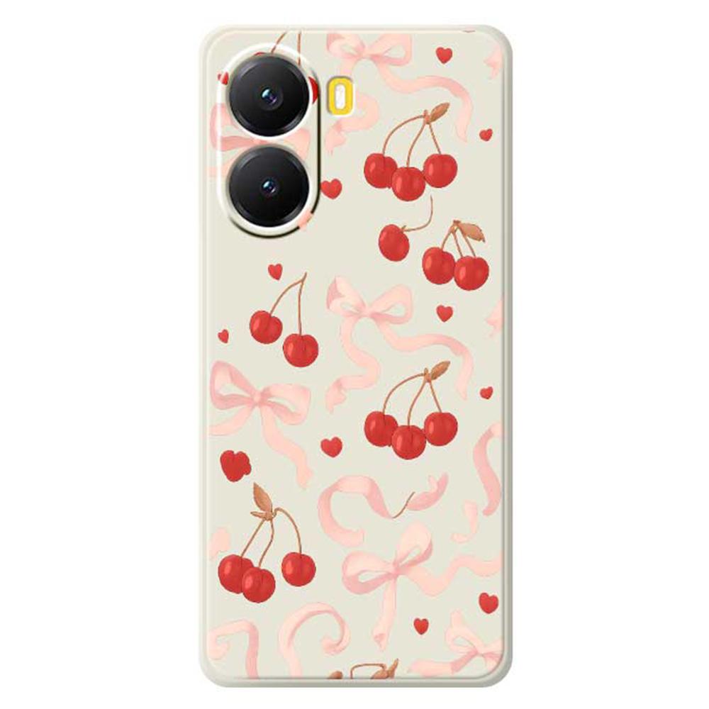 For Xiaomi Redmi Turbo 4 5G/Poco X7 Pro 5G Case Big Bow Cherry Pattern Printing Straight Edge TPU Phone Back Cover