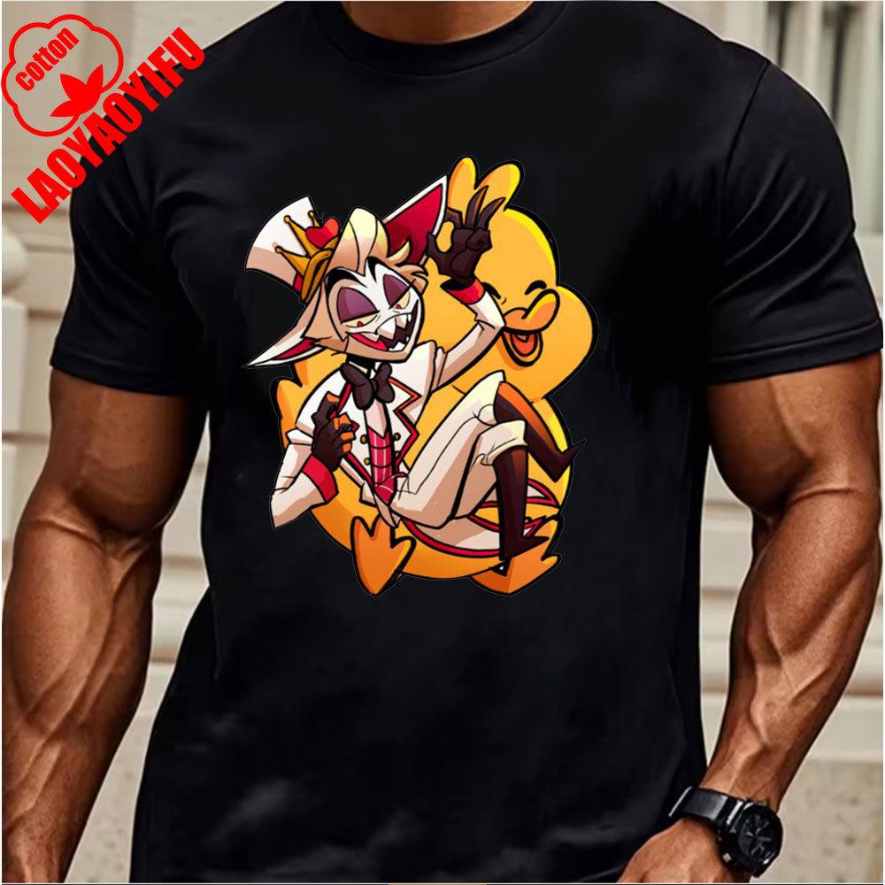 

Hazbin Hotel Lucifer 2025 T-Shirt Comfortable Personality High Quality Cotton Tops Two-dimensional Nostalgia Retro Unique S