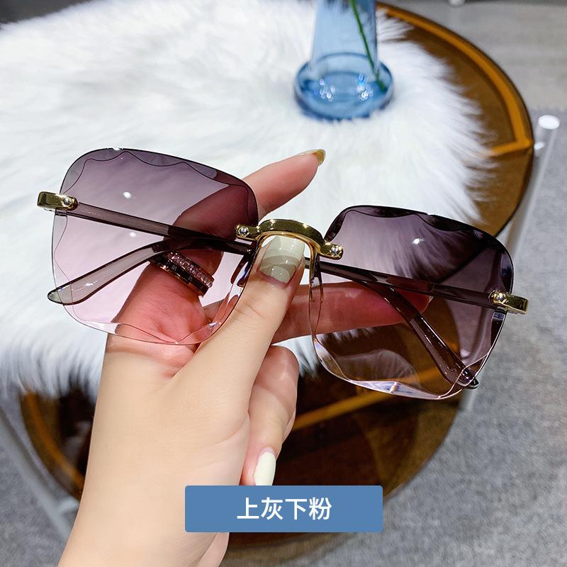 New Rimless Women Sunglasses Fashion Gradient Lenses Sun Glasses Lady Vintage Alloy Legs Classic Designer Shades Uv400