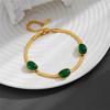 Elegant Colorfast Titanium Steel Jewelry Set: Five Emerald Flat Snake Chain with Earrings, Bracelet, and Necklace