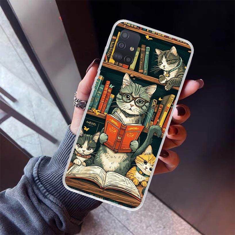 Read Books illustration Reading Phone Case For Samsung Galaxy A12 A52S A42 A32 A22 A51 A50 Note 20 Ultra 10 S10 Plus A71 A70 A31