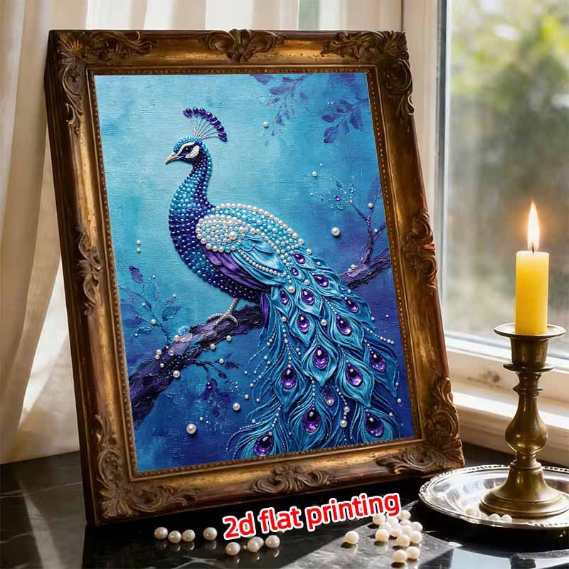 Kit 5D Perla Design Pavone Maestoso Ornamenti Smalto Fai da Te per Decorazione Parete Casa Sollievo dallo Stress Regalo Fatto a Mano Senza Cornice