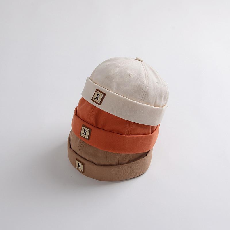 Retro cor sólida bebê docker boné primavera verão algodão macio gorro sem aba para menina menino crianças senhorio bonés bonnet