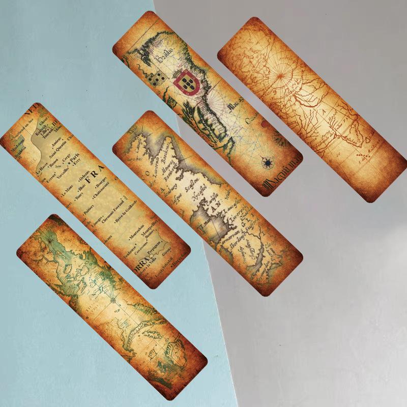 30 Kraft Paper Retro Map Series Simple Hand Account Literary and Creative Materials Ins Reading Paper Bookmark DIY